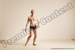 Underwear Gymnastic poses Man White Slim Bald Dancing Dynamic poses Academic